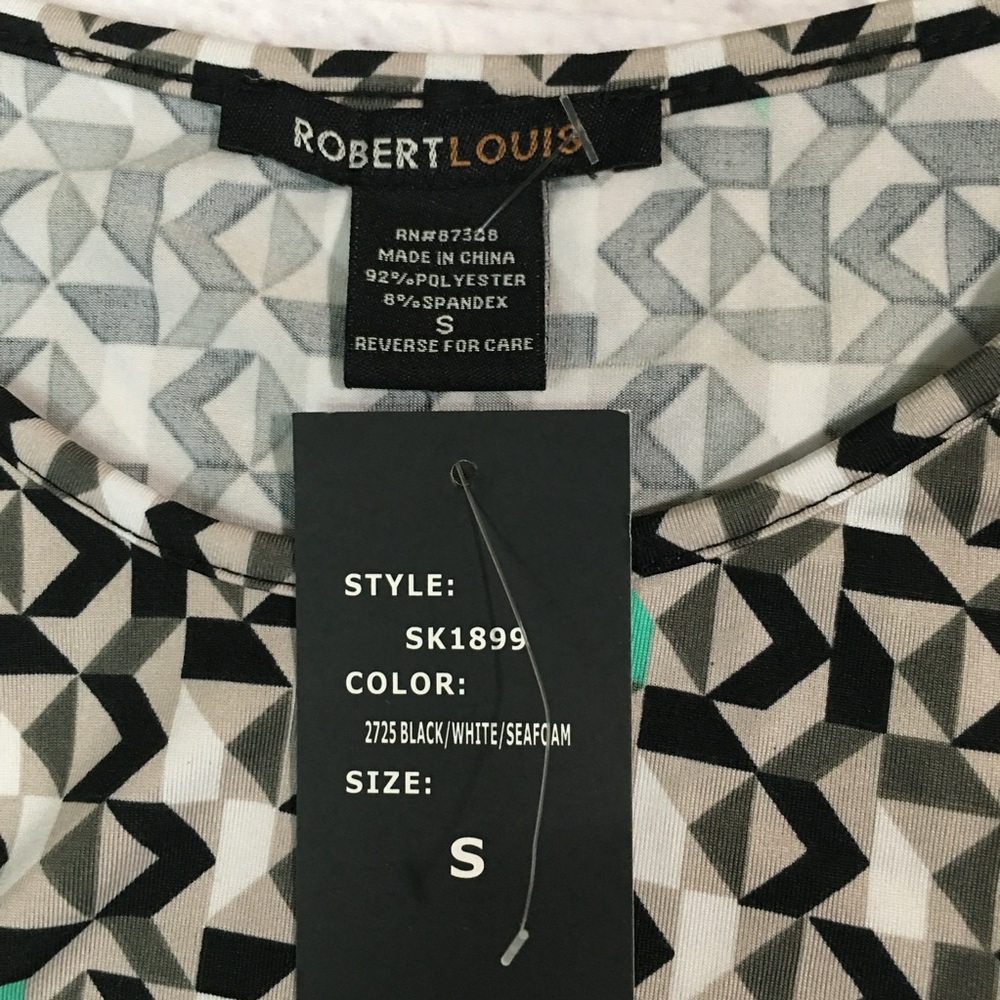 NWT Robert Louis Geometric Multi-Colored Flutter Sleeve Top - Women’s Small - Picture 9 of 12